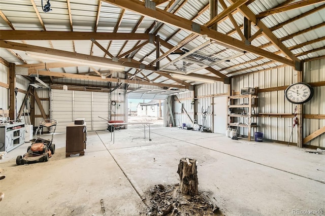 garage featuring metal wall