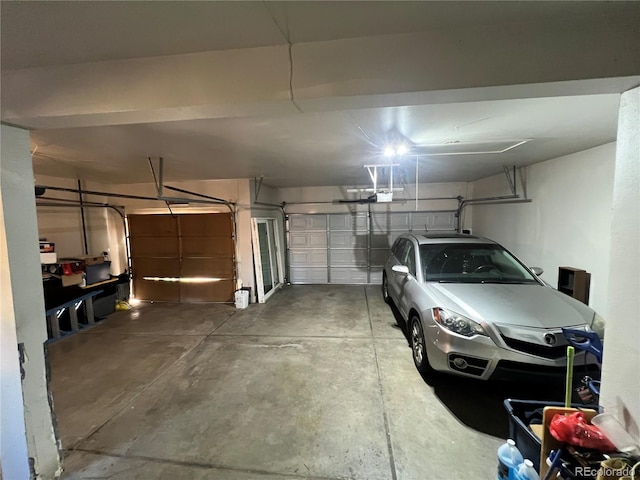 garage with a garage door opener