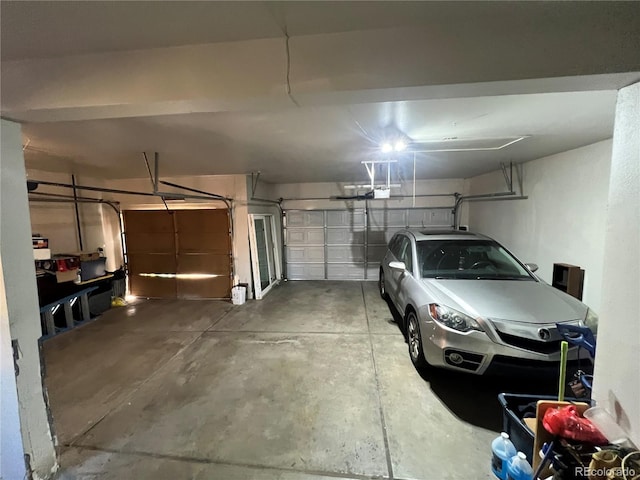 garage with a garage door opener