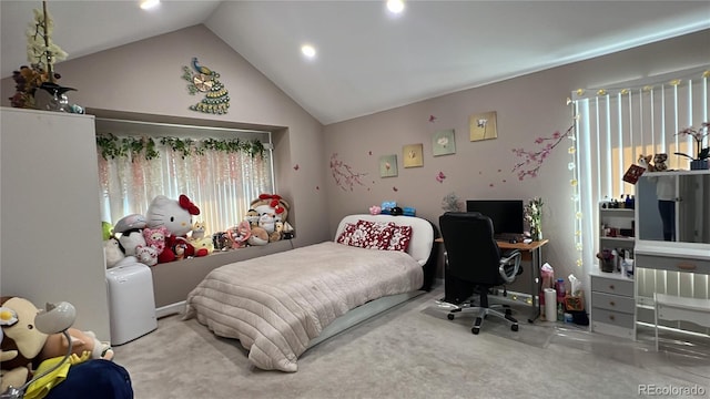 bedroom with vaulted ceiling