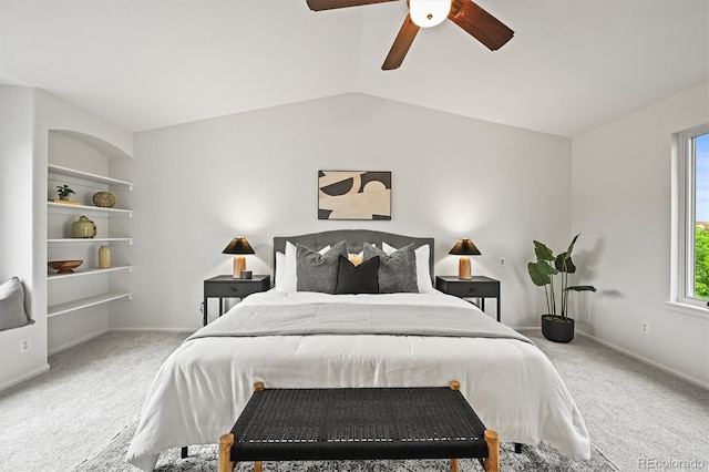 10235 Rustic Redwood Ln, Highlands Ranch, CO 80126 - carpeted bedroom with vaulted ceiling, ceiling fan, and baseboards