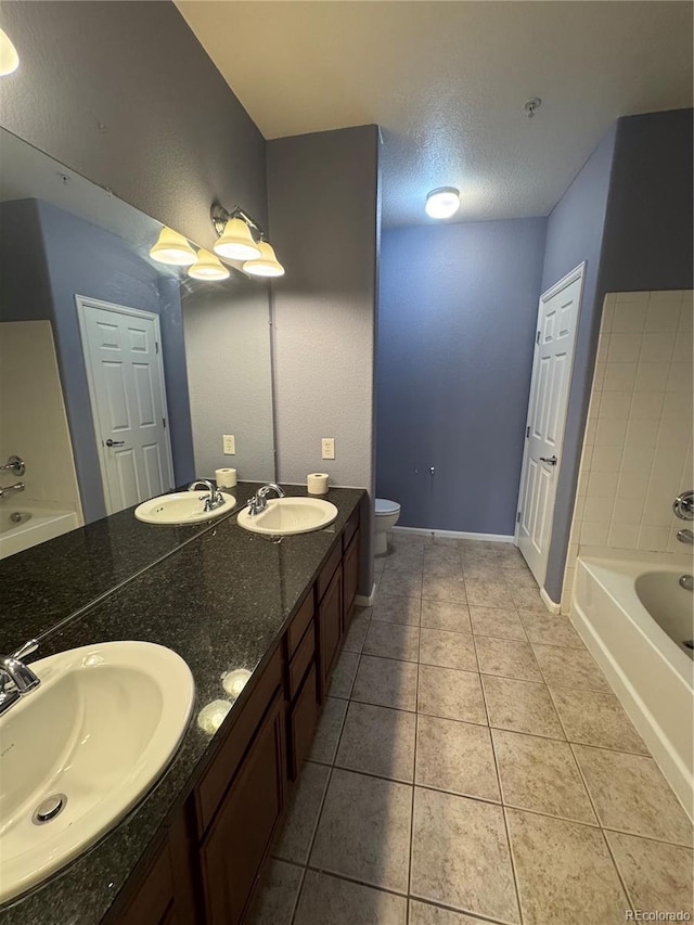 full bath featuring tile patterned flooring, a sink, and toilet