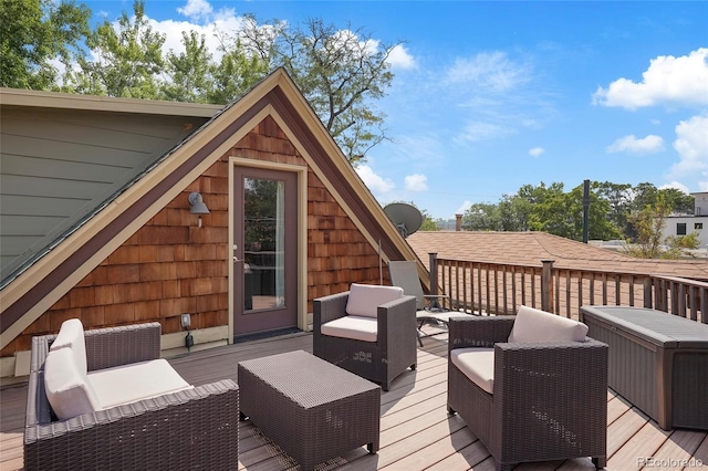 deck featuring an outdoor living space