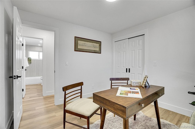 office space featuring light hardwood / wood-style flooring