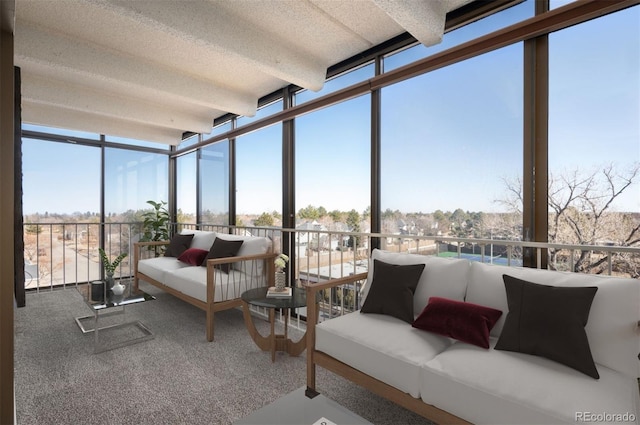 sunroom / solarium with beam ceiling