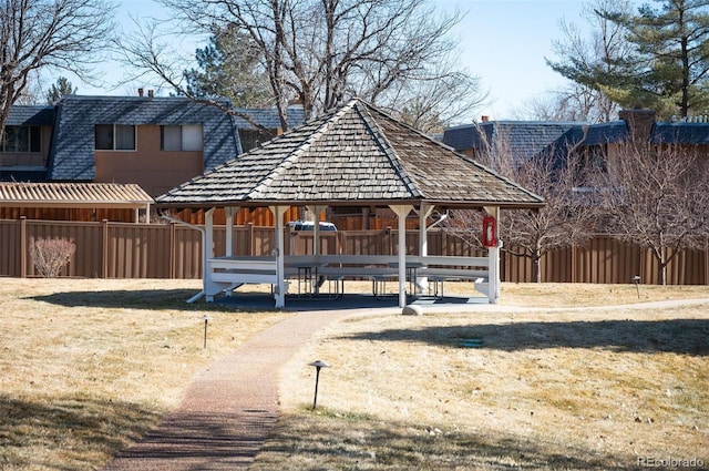 exterior space with a gazebo