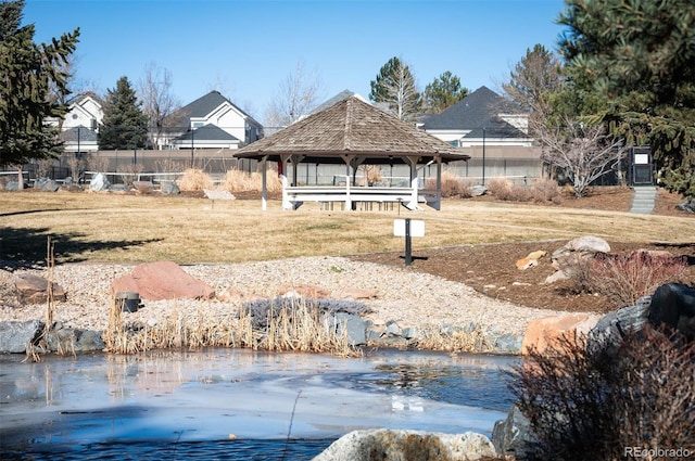 view of yard with a gazebo