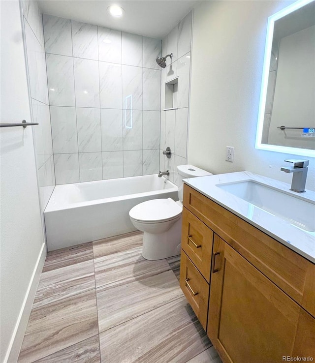 714 Sedge Way, Lafayette, CO 80026 - bathroom with vanity, toilet, and tub / shower combination