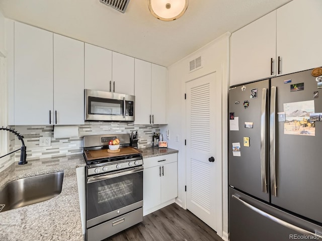 kitchen featuring white cabinets, sink, and appliances with stainless steel finishes