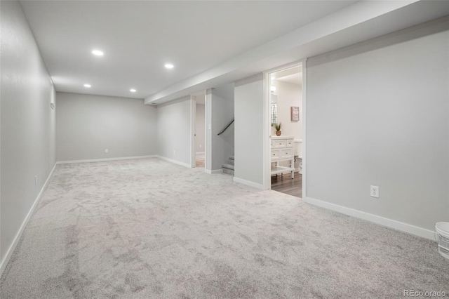 basement with carpet floors