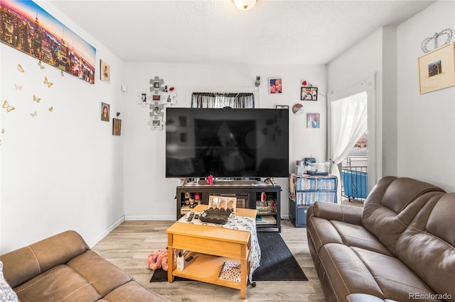 609 W 8th St Unit 611, Pueblo, CO 81003 - living area with wood finished floors, a textured ceiling, and baseboards