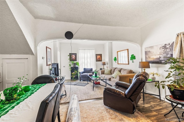 609 W 8th St Unit 611, Pueblo, CO 81003 - living room featuring wood finished floors and a textured ceiling