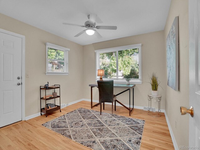6844 S Detroit Cir, Centennial, CO 80122 - office with wood finished floors and a ceiling fan