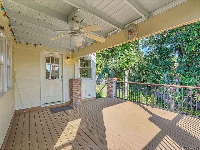 6844 S Detroit Cir, Centennial, CO 80122 - wooden terrace featuring ceiling fan