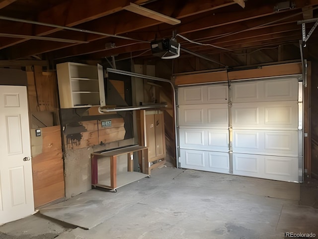 garage with a garage door opener