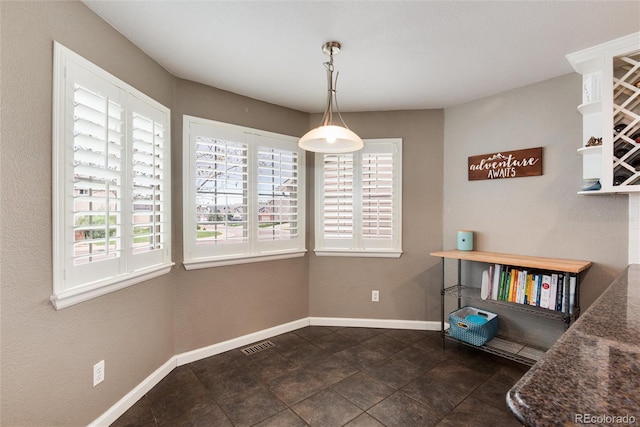 unfurnished dining area with healthy amount of natural light and baseboards