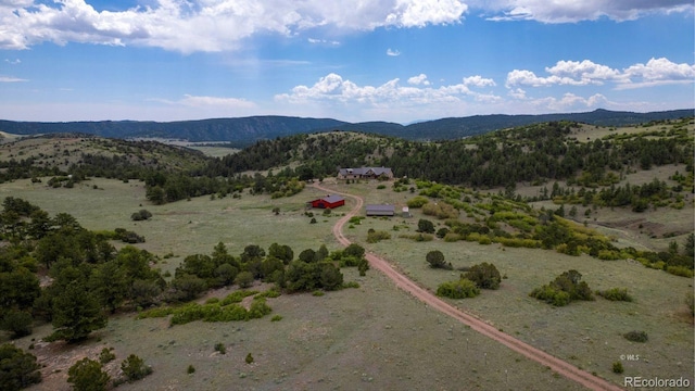 drone / aerial view with a mountain view