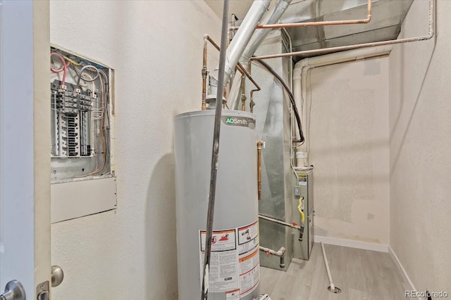 utilities with electric panel and water heater