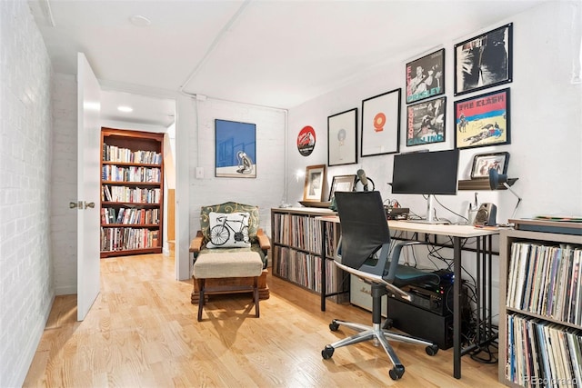 home office featuring wood finished floors