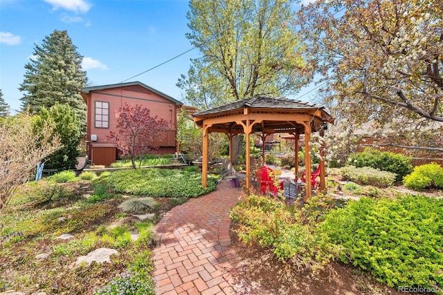 view of yard with a gazebo