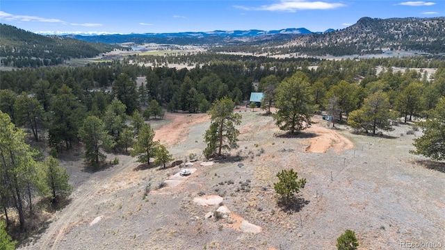 drone / aerial view with a mountain view