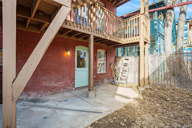 view of patio / terrace featuring stairway