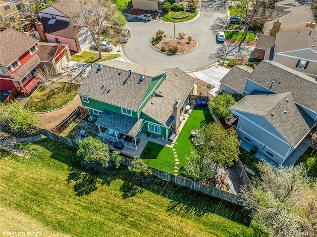 aerial view with a residential view