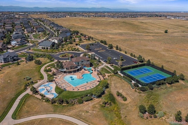 drone / aerial view with a mountain view