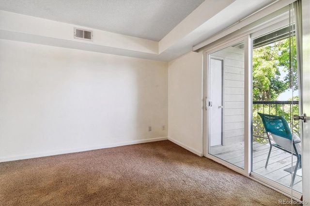 empty room featuring a raised ceiling and carpet