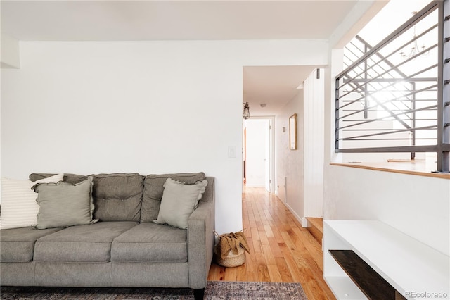 living room with hardwood / wood-style floors