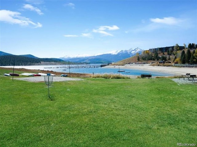 view of water feature with a mountain view