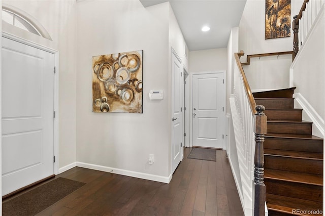 entrance foyer featuring dark wood-type flooring