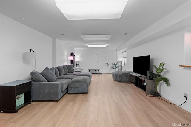 living area featuring light wood-type flooring