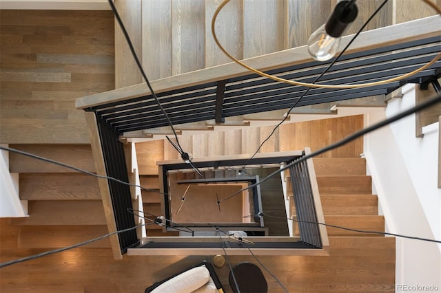 details featuring wood walls