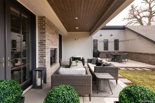 view of patio featuring an outdoor living space