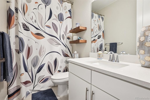 5680 Saddle Skirt St, Parker, CO 80134 - full bathroom featuring vanity, a shower with shower curtain, and tile patterned floors