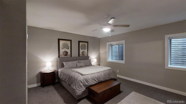 bedroom featuring ceiling fan