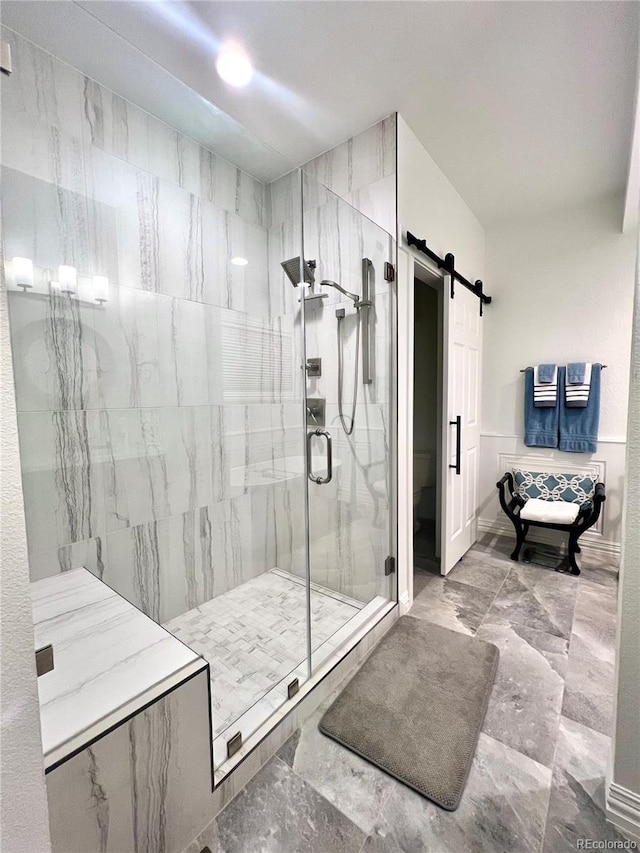 bathroom featuring an enclosed shower