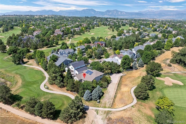 bird's eye view with a mountain view