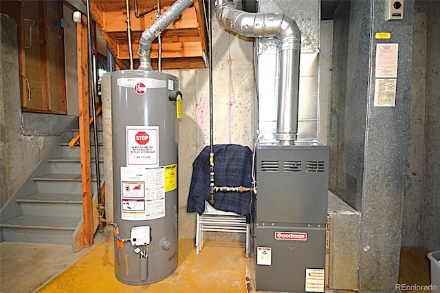 utilities featuring water heater and heating unit