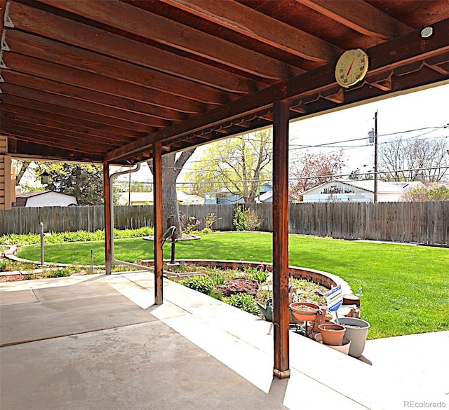 view of patio featuring a fenced backyard