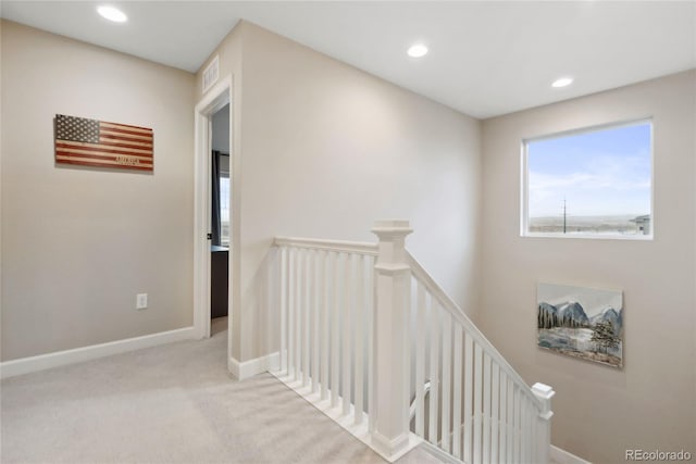 16400 Alberta Dr, Parker, CO 80134 - hallway featuring an upstairs landing, recessed lighting, carpet flooring, and baseboards