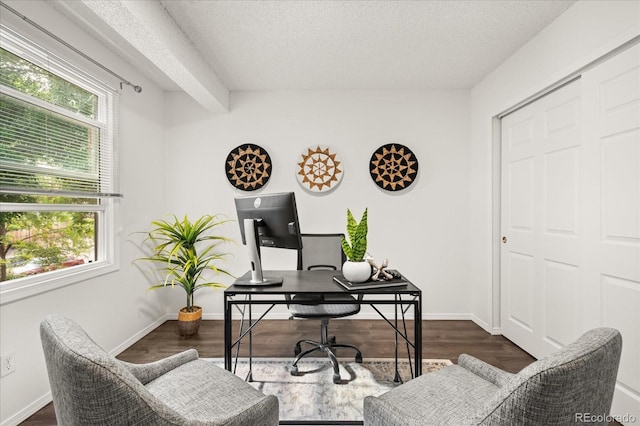 670 Winona Ct Unit 38, Denver, CO 80204 - office space featuring a textured ceiling, dark wood-style floors, and baseboards