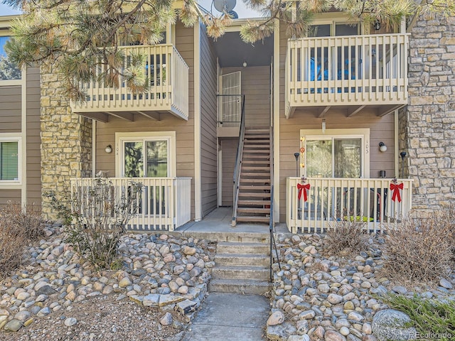 view of front of home with a balcony