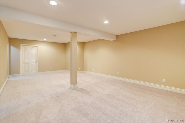354 Willowick Cir, Highlands Ranch, CO 80129 - finished basement with light carpet, recessed lighting, and baseboards