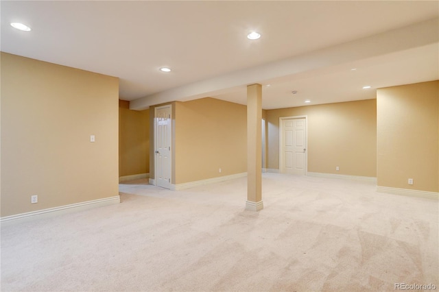 354 Willowick Cir, Highlands Ranch, CO 80129 - finished basement featuring recessed lighting, light carpet, and baseboards