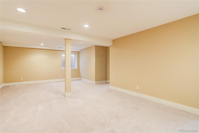 354 Willowick Cir, Highlands Ranch, CO 80129 - below grade area with light colored carpet, recessed lighting, and baseboards