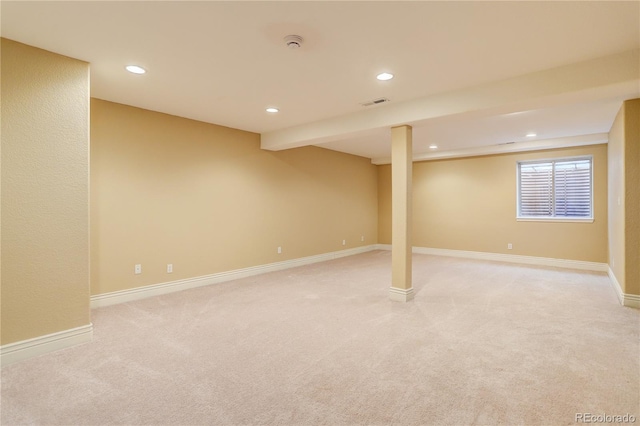 354 Willowick Cir, Highlands Ranch, CO 80129 - basement featuring recessed lighting, light carpet, and baseboards