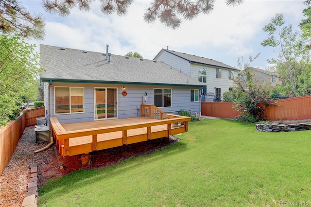 354 Willowick Cir, Highlands Ranch, CO 80129 - rear view of house featuring a wooden deck and roof with shingles