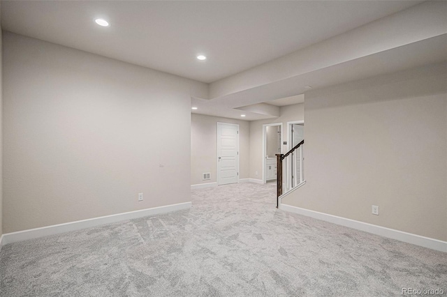 17187 E Cedar Gulch Dr, Parker, CO 80134 - below grade area with recessed lighting, carpet, and stairs
